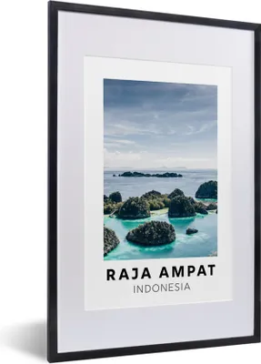Produktbild von MuchoWow® Gerahmtes Poster Indonesien - Meer - Insel 40x60 cm - Poster mit Schwarzem Bilderrahmen Wandposter Rahmen Foto Bilder - Poster in Rahmen