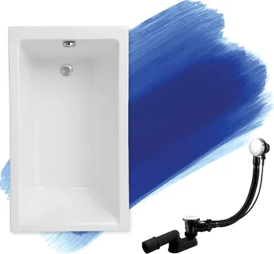 Produktbild von BADLAND Badewanne Rechteck Capri 100x70 mit Ablaufgarnitur und Füßen GRATIS ohne Verkleidung