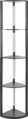 Produktbild von Aopunly Stehlampe regal, Fächerförmige Regale Stehleuchte Leselampe Holz 4-Regal Dimmbare LED, 163cm Mit Fernbedienung Schwarz