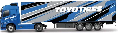 Produktbild von Bburago StreetFire - Modelltruck - Volvo FH16 mit Auflieger (Maßstab 1:43) blau Toyo Tires