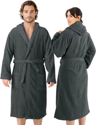 Obrázek produktu pro Uniqoos® Uniový župan z bavlněné froté – vysoce savý, s kapucí, kapsami a páskem, velikosti M–XXL, lze prát na 40°C, vhodný do koupelny, sauny a u bazénu