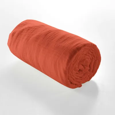 Produktbild von douceur d'Intérieur Angelia Spannbetttuch (140 x 190 cm), Terracotta, Baumwollgaze