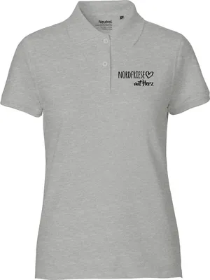 Produktbild von Huuraa Damen Polo Shirt Nordfriese mit Herz XS Sport Grey Bio Baumwolle Fairtrade Poloshirt Geschenkidee