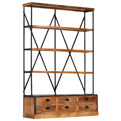 Obrázok produktu pre Knižnica so 4 policami a 6 zásuvkami 122x36x181 cm mangový masív