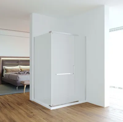 Produktbild von Eckduschkabine Duschabtrennung Dusche satiniert 120x90x195cm 8mm ESG Glas