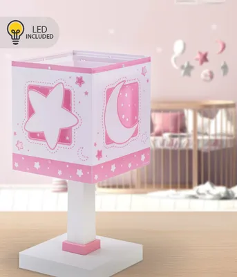 Zdjęcie produktu dla Lampka nocna LED Moonlight - Księżyc i Gwiazdy dla dzieci różowa