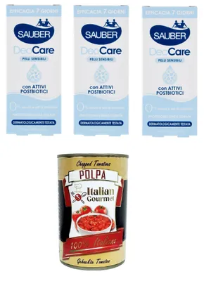 Produktbild von Sauber Deodorante Deocare Deodorante in crema, Deodorant Deocare Creme-Deodorant 3x35ml+ Italian Gourmet polpa 400g