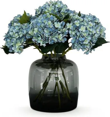 Image de Bouquet artificiel d'hortensias bleus - 8 branches de 52cm chacune - Fleurs