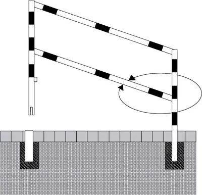 Produktbild von Wegesperre aus Vierkant-Stahlrohr, schwenkbar, Ober- und Knieholm, mit Lackierung, 2500 mm breit