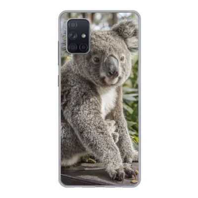 Produktbild von MuchoWow® Handyhülle Schutzhülle Hülle für Samsung Galaxy A71 Koala - Holz - Pflanzen - Kinder - Jungen - Mädchen Silikon Softcase Handy Hülle - Kartenbesitzer