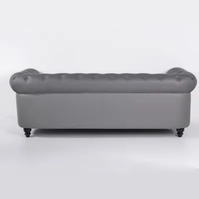 Produktbild von Couch Grau Chesterfield Büro Sofa Emfpangs Couchen Leder Textil Neu jvmoebel ®