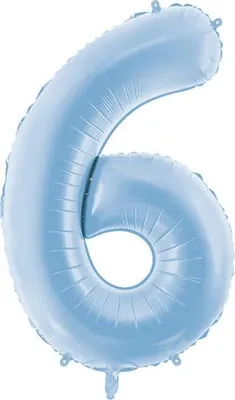Immagine prodotto di Elegante palloncino in foil a forma di numero "6", 86 cm, in un elegante colore blu nebbioso - l'accessorio perfetto per compleanni e altri momenti speciali!