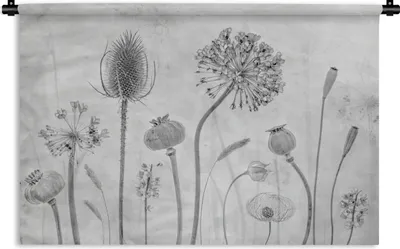 Produktbild von MuchoWow® Wandteppich Wandbehang Stilleben - Schwarz - Weiß - Ölfarbe 90x60 cm Tapisserie Dekoration Wandtuch - Wandskulpturen - Bildteppich