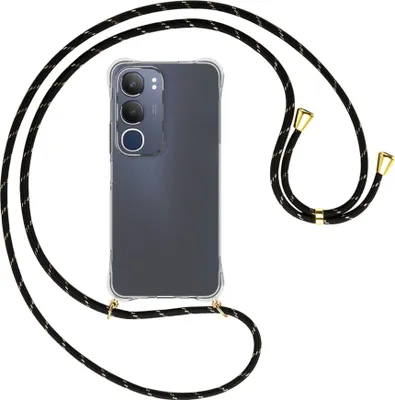 Produktbild von Handykette Backcover-Schutzhülle mit Band (Metall goldfarben) für Vivo Y19S 4G - schwarz/gold