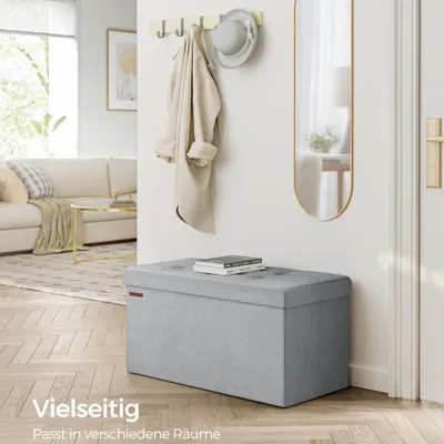 Produktbild von Taubengraue Samt-Aufbewahrungsbank – 89 l Stauraum – 300 kg – 38 x 76 x 38 cm