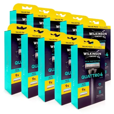 Obrázok produktu pre Holiaci strojček Wilkinson Quattro 4 Skin Protection + 8 náhradných čepieľok x 10