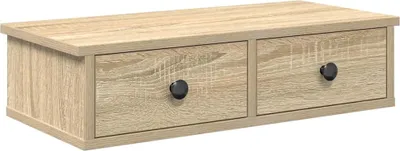 Produktbild von Wandregal mit Schubladen Sonoma-Eiche 60x28x15 cm Holzwerkstoff