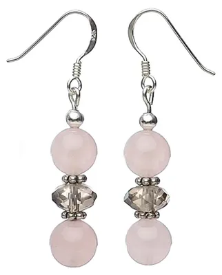 Produktbild von Ohrringe Ohrhänger Rosenquarz & Rauchquarz facettiert Silber braun rose Damen