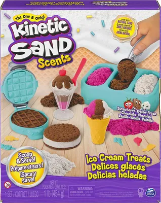 Produktbild von Kinetic Sand Eiscreme Set mit Duftsand - 454 g magischer Sand aus Schweden und Zubehör für kreatives Indoor-Rollenspiel, ab 3 Jahren