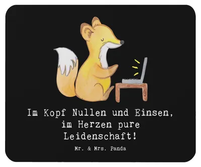 Produktbild von Mr. & Mrs. Panda Mousepad Programmierer Herz - Schwarz - Geschenk, laptop, Beruf, Kreativität, Geschenke für Berufstätige, Leidenschaft, computer, Berufe, handgefertigte
