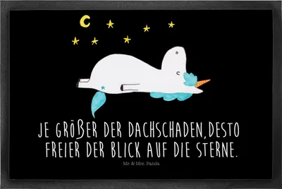 Produktbild von Mr. & Mrs. Panda fußmatte Einhorn Sternenhimmel 50 x 75 cm - Schwarz - Geschenk, Bodenvorleger, Sauberlaufmatte, Sterne, Türmatte, Einhörner, Verrückt, Unicorn