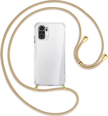 Produktbild von Handykette Backcover-Schutzhülle mit Band (Metall goldfarben) für Xiaomi Redmi Note 10 4G - caramel