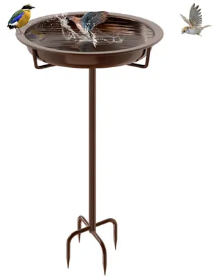 Obrázok produktu pre Kŕmna miska pre vtáky, stojaca, záhradná, kovová, hnedá, 92x27 cm