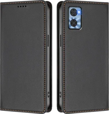 Obrázek produktu pro Kožené pouzdro pro Motorola Moto E22 / E22i, magnetické flipové pouzdro zPolyuretankůže se stojánkem Černá
