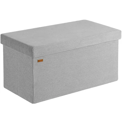 Produktbild von CASARIA® Sitzbank mit Stauraum Grau Cord Faltbar Sitzbank 300kg Belastbar 76x38cm Truhe für Wohnzimmer Schlafzimmer Flur Diele Truhenbank Bank