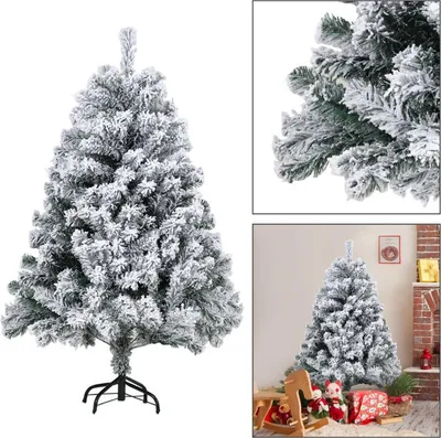 Produktbild von Bettizia 120cm Künstlicher Weihnachtsbaum mit Schnee inkl. 340 Spitzen PVC Nadeln, Metallständer, Tannenbaum, Christbaum