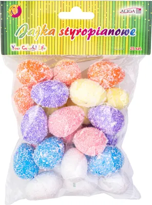 Obrázok produktu pre Styroporové vajíčka farebné, 25 kusov.