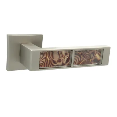 Produktbild von DOMINO Türgriff Drückergarnitur | Tür-klinke für Zimmertür, Bürotür, Kellertür & Innentür | Türbeschläge aus Znal | Satin Nickel  | TIGER-QR M91 RED |