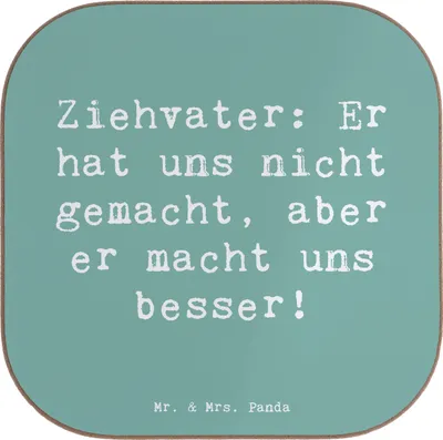 Produktbild von Mr. & Mrs. Panda Tischuntersetzer Spruch Ziehvater Liebe - Meeresbrise - Geschenk, Stiefvater, Erzieher, Untersetzer für Gläser, gläseruntersetzer, Familienmitglieder