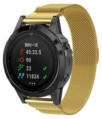Produktbild von By Qubix Milanaise-Armband - Gold - passend für Garmin Fenix 7s/6s/5s / Instinct 2s / Epix Pro Gen 2 (42 mm)