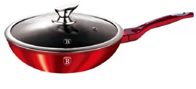 Produktbild von Berlinger Haus BH-1265 Burgundy Metallic LINE 28CM Wokpfanne, 28 cm max. Durchmesser, Aluminium, Induktionsherd-geeignet, Antihaftbeschichtung, inkl. Deckel