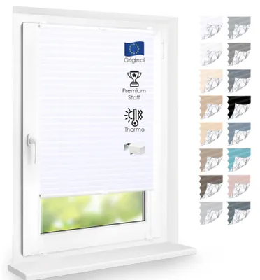 Produktbild von Premium Thermo Plissee lichtdurchlässig, Schneeweiß, 75x210
