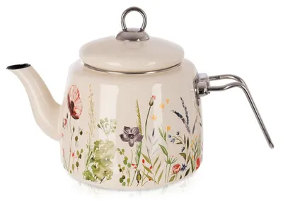 Produktbild von Orion | Wasserkessel - Emailliert - cremefarben - Mohnblumenmuster - 1,6 l - Für Gas und Induktion