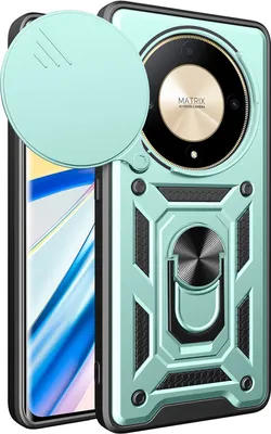 Obrázek produktu pro Pouzdro pro Honor Magic6 Pro, TPU Nárazník Silikonové Pouzdro s Kroužkem Stojánek, Ochrana Kamery Zelený