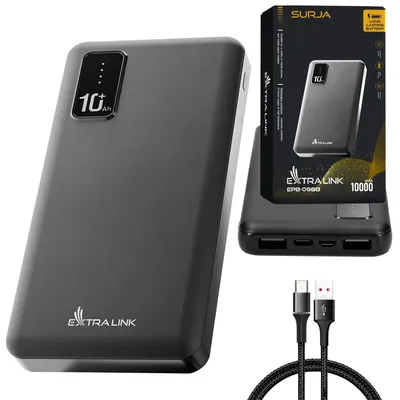 Immagine prodotto di Extralink 10000 mAh Nero Powerbank, 2× USB, Compatto, 5 V
