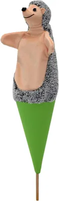 Produktbild von Tütenkasper Igel Puppe und Handpuppe 3in1, durch Holzstock gesteuert, 54 cm