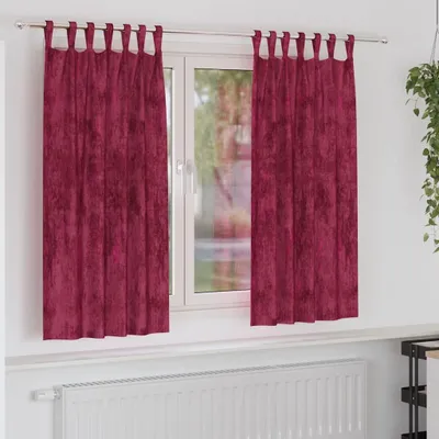 Image de Rideaux en velours 2 pcs Rouge bordeaux 175 x 140 cm Velours