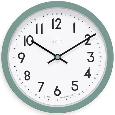 Wandklok 20 cm, Retro-Design, Weidegrün, Kunststoff, Quarzwerk