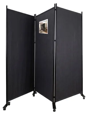 Produktbild von VOUNOT® Paravent Raumteiler 3 Teilig auf Rollen Freistehend 262 x 30 x 173 cm Anthrazit