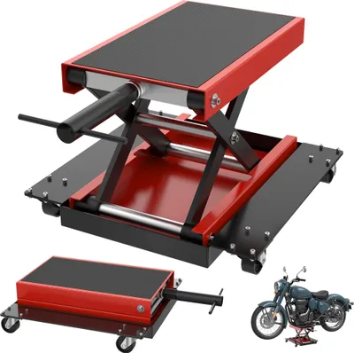 Obrázok produktu pre LZQ Motorový zdvihák 500 kg, Výškovo nastaviteľný nožnicový zdvihák 125-375 mm, so základnou doskou a 4 kolieskami, mimoriadne stabilný a odolný pri opravách a údržbe