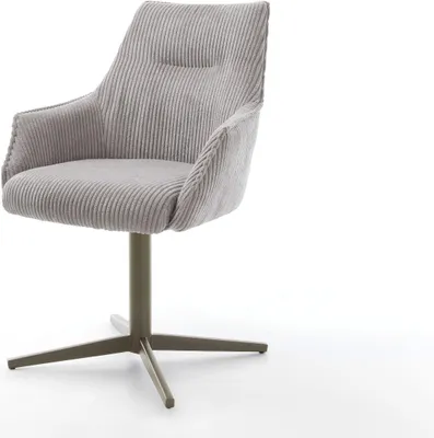 Produktbild von DELIFE Drehstuhl Alja-Flex mit Armlehnen Cord Silbergrau Fußkreuz Effektfinish Titan 360° drehbar Taschenfederkern