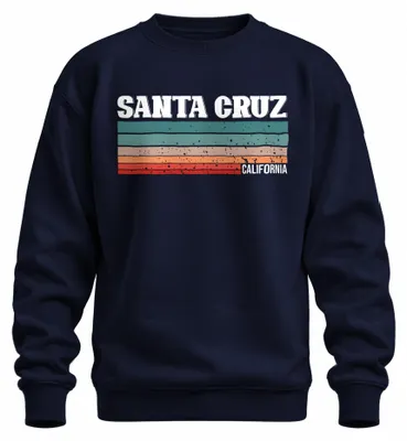Productafbeelding van Santa Cruz, Californië, vintage, retro, gestreept, sweatshirt/pullover uit de jaren 70, marineblauw, maat XL
