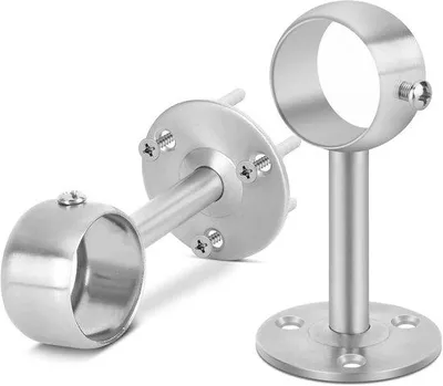 Productafbeelding van Zware Gordijnstanghouder 32 mm - Set van 4 - Roestvrij Staal - Plafondmontage