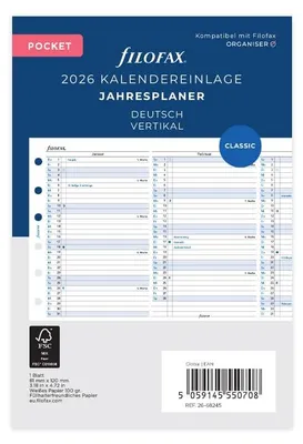 Produktbild von Filofax Kalender Pocket Jahresplaner vertikal (deutsch)2026