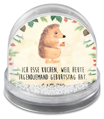 Produktbild von Mr. & Mrs. Panda Schneekugel Igel Kuchenstück - Naturpapier - Geschenk, Kuchen, Backen, kunststoff, Weihnachts, Essen Spruch, Geburtstagskuchen, wasserkugel, Weihnachten