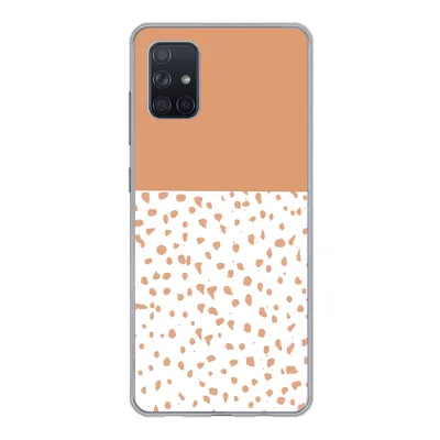 Produktbild von MuchoWow® Handyhülle Schutzhülle Hülle für Samsung Galaxy A71 Tupfen - Orange - Weiß Silikon Softcase Handy Hülle - Kartenbesitzer